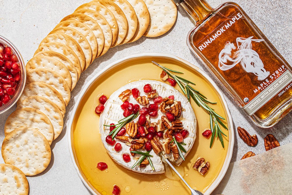 Smoked maple syrup with brie