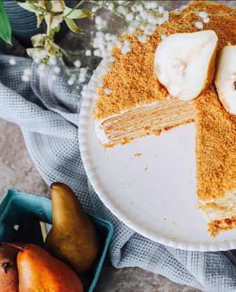 Russian Pear Cake with Ginger Infused Maple Syrup by Runamok Maple