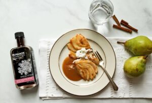 Flourless Chocolate Cake with Orange Bitters Roasted Pears with Maple Caramel