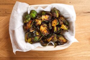 Fried Brussels Sprouts with a Maple Cider Glaze bluebird bbq brussels