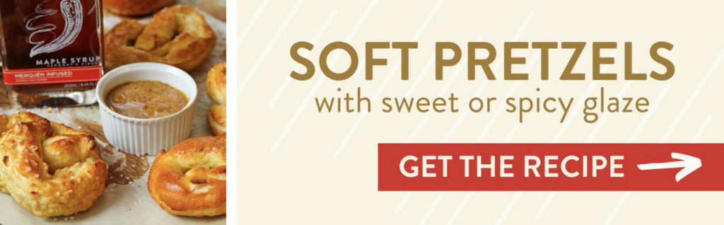 Soft Pretzels with sweet or spicy glaze. Get the recipe > 